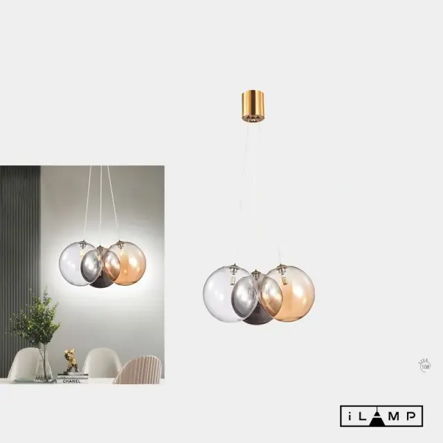 Люстра iLamp 8110P/3 BR-MLT DROP — латунь