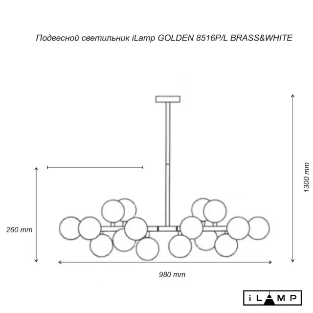 Светильник iLamp 8516P/L BR-WH GOLDEN — латунь, ракурс 2