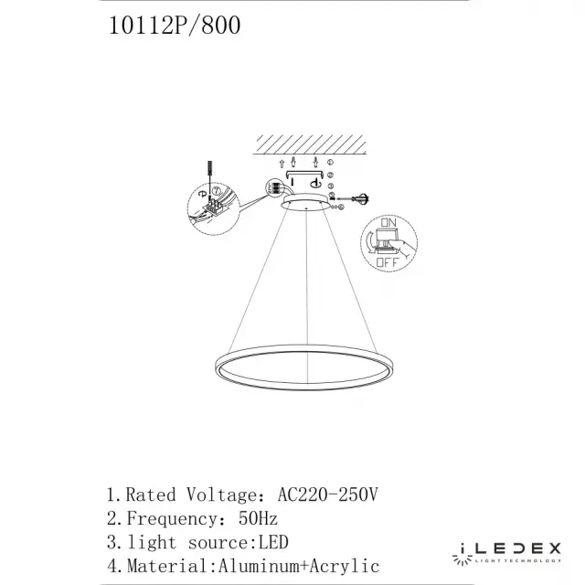 Светильник iLedex 10112P/1-24W-3000K-D800 BR AXIS — латунь, ракурс 2