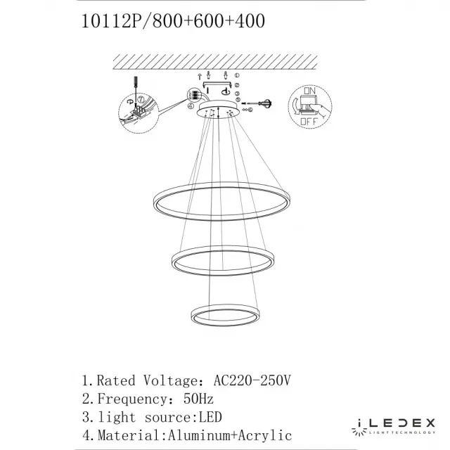 Светильник iLedex 10112P/3-63W-3000K (8/6/4) BR AXIS — латунь, ракурс 3