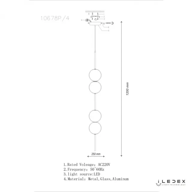 Светильник iLedex 10678P/4-20W-3000K BK-WH OMEGA — черный, ракурс 2
