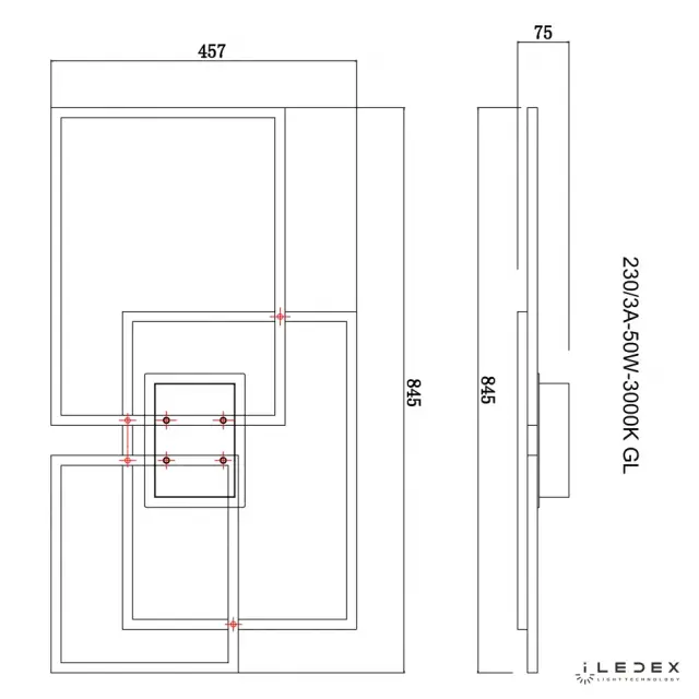 Люстра iLedex 230/3A-50W-3000K GL GRACE — золотой, ракурс 2