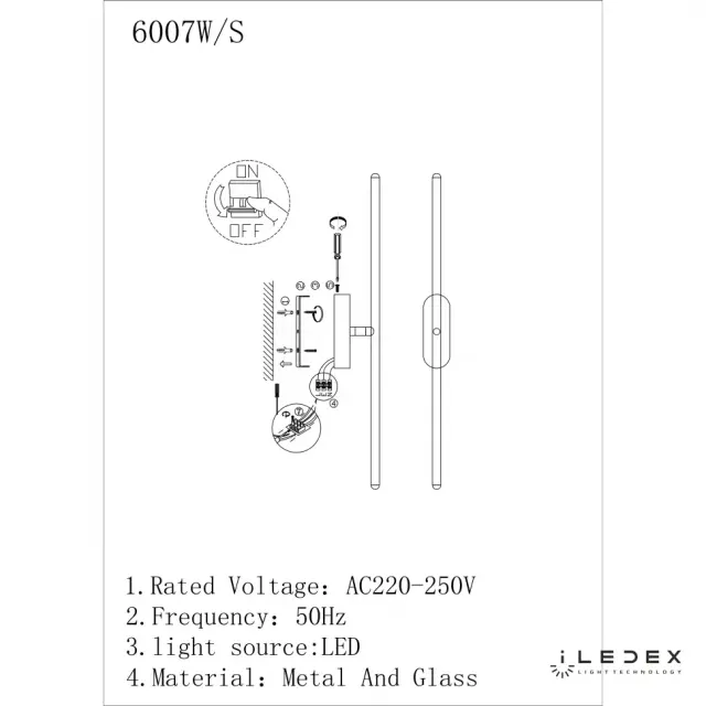 Бра iLedex 6007W/S - 8W - 3000K GL ROYAL — золотой, ракурс 3