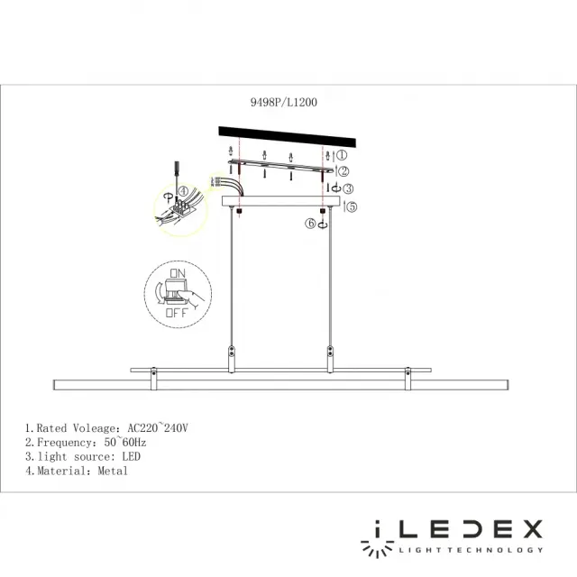 Светильник iLedex 9498P-46W-3000K GL-BR-WH ZOOM — золотой, ракурс 5