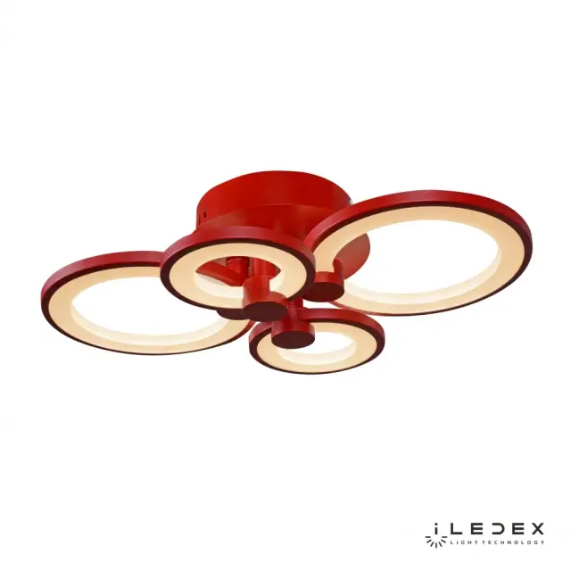 Люстра iLedex A001/4 RED RING — красный, ракурс 3