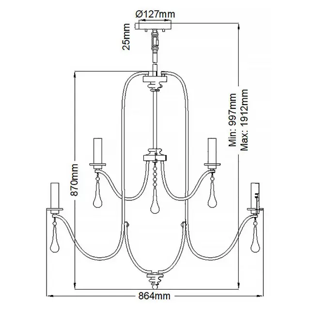 Люстра Kichler QN-KARLEE9 — никель, ракурс 6