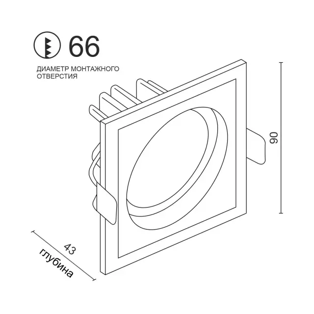 Точечный светильник Ledron BRUTAL SQ1 Black-White — черный, ракурс 2