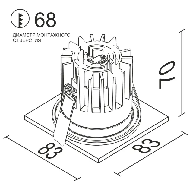 Точечный светильник Ledron FAST TOP SQ MINI Bl-Gold — черный, ракурс 2