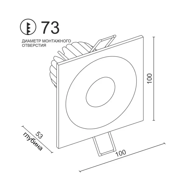 Точечный светильник Ledron LH07S-R SQ Black-White 10W 3000K DIM TRIAC — черный, ракурс 2