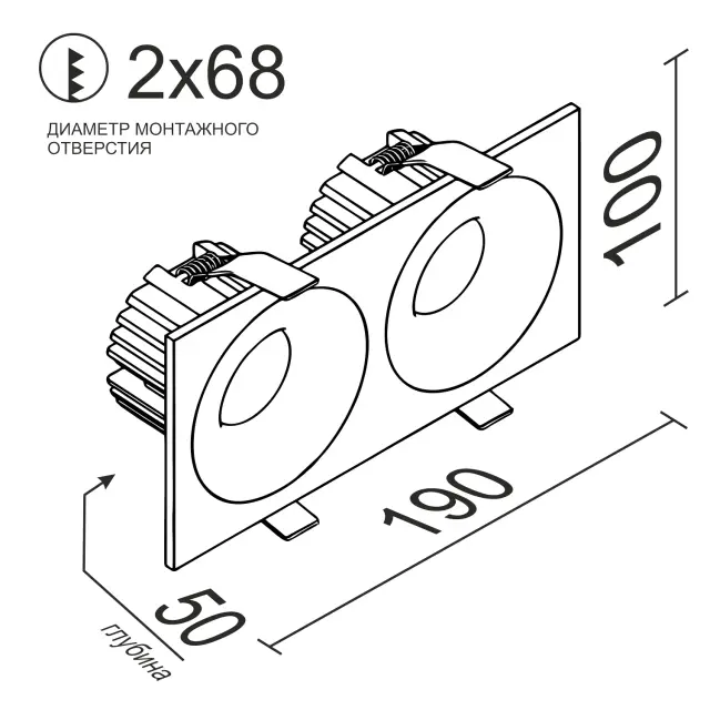 Точечный светильник Ledron LOFT SQ2 Black-Gold — черный, ракурс 2