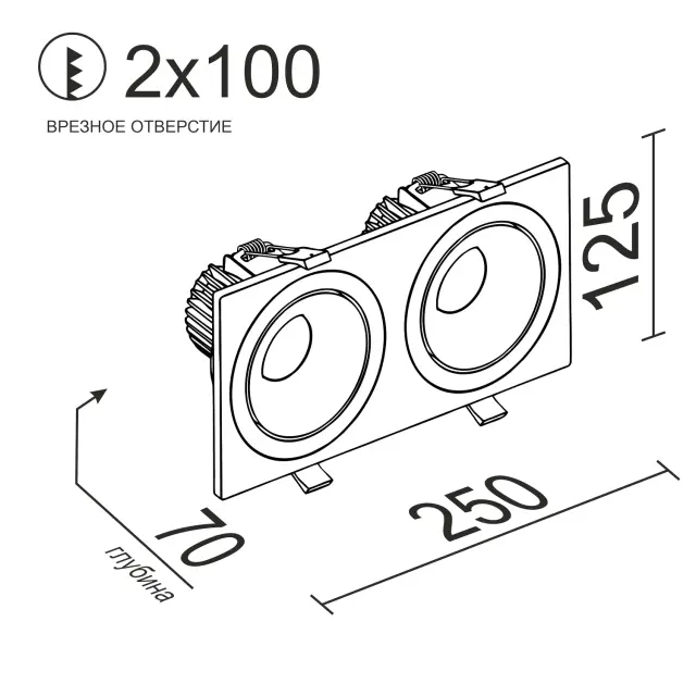 Точечный светильник Ledron MJ1006 SQ2 Black-White — черный, ракурс 2