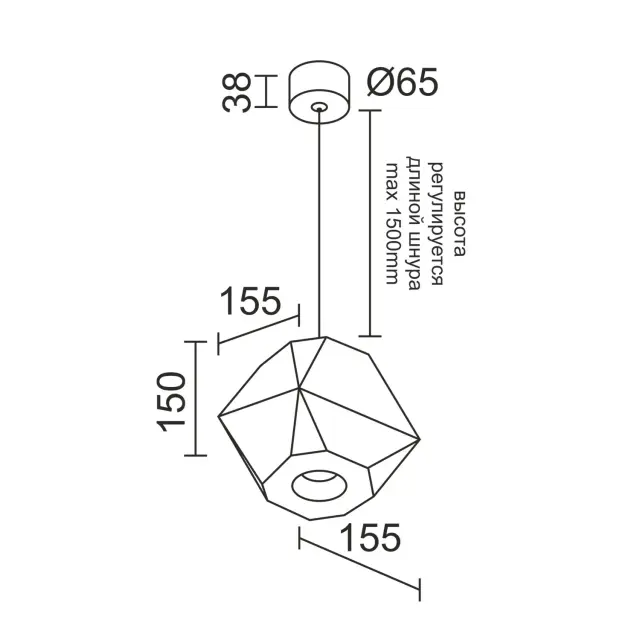 Светильник Ledron RUBIK Wooden — черный, ракурс 3