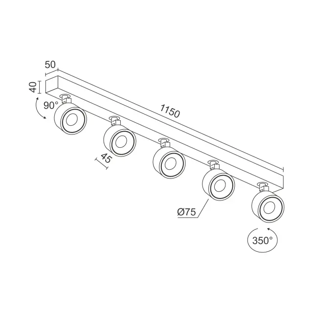 Спот Ledron SAGITONY E5 S75 Dim White — белый, ракурс 6