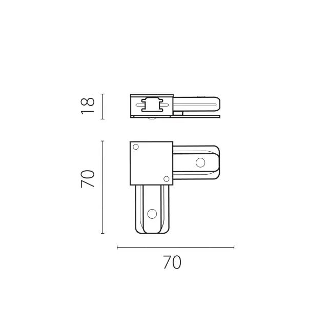 Соединитель для однофазного трека Lightstar 502126 BARRA — белый, ракурс 2