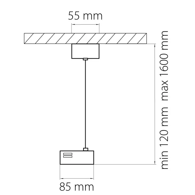 Подвесное питание для однофазного трека Lightstar 502197 BARRA — черный, ракурс 2