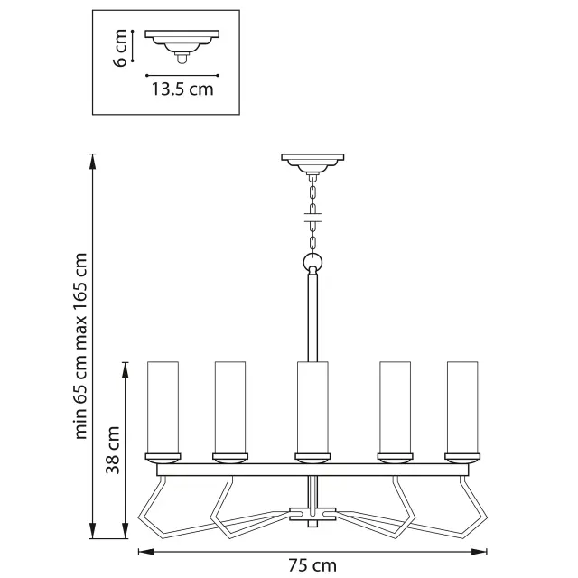 Люстра Lightstar 723085 FLUME — никель, ракурс 2