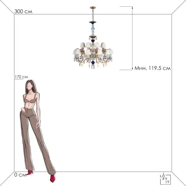 Люстра Loft IT 10203/12+8 Mult GRACE — цветной, ракурс 8