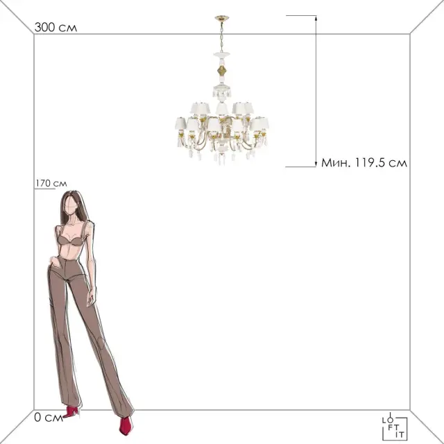 Люстра Loft IT 10203/12+8 White GRACE — золотой, ракурс 7