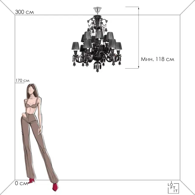 Люстра Loft IT 10210/12 Black ZENITH — черный, ракурс 4