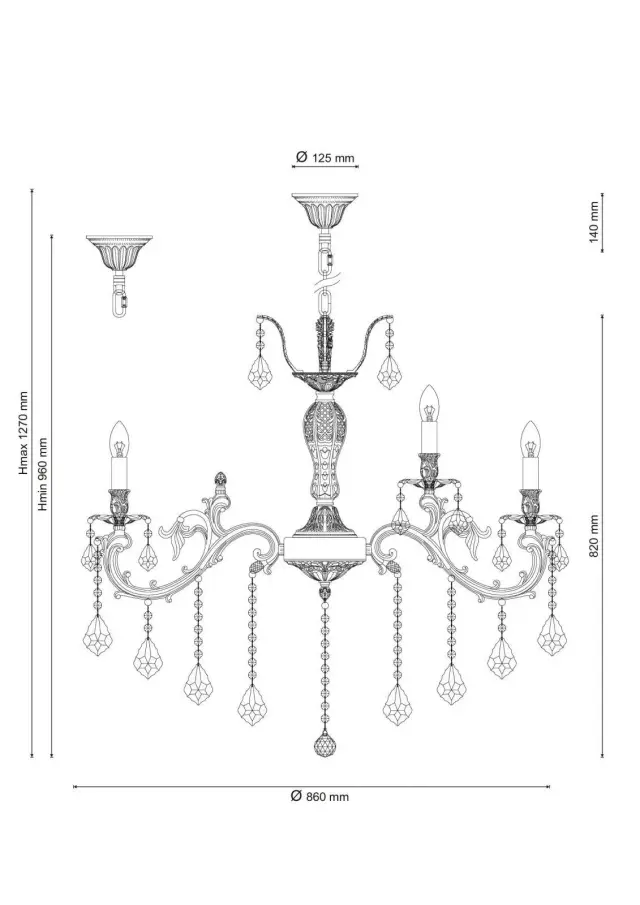 Люстра Lucia Tucci BARLETTA 122.10.5 antique — бронза, ракурс 2