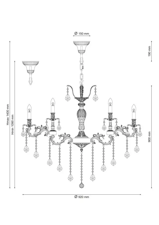 Люстра Lucia Tucci BARLETTA 122.12.6 antique — бронза, ракурс 2