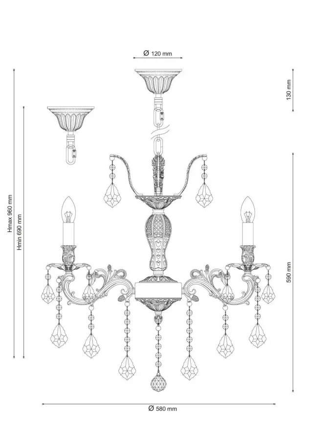 Люстра Lucia Tucci BARLETTA 122.6 antique — бронза, ракурс 2