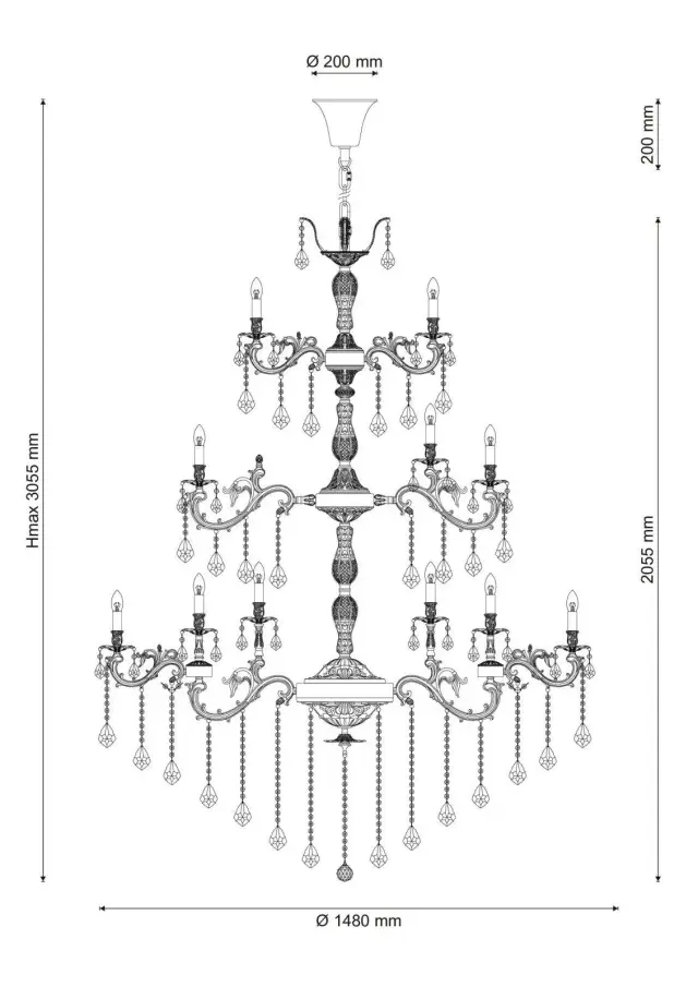 Люстра Lucia Tucci BARLETTA 122.60 antique — бронза, ракурс 2