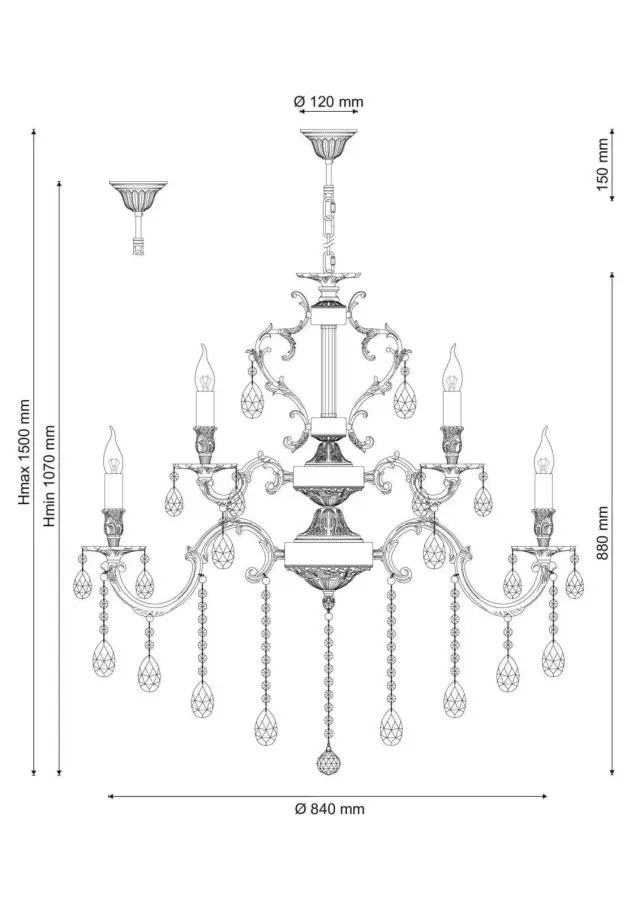 Люстра Lucia Tucci BARLETTA 1730.15 cream white — бежевый, ракурс 2