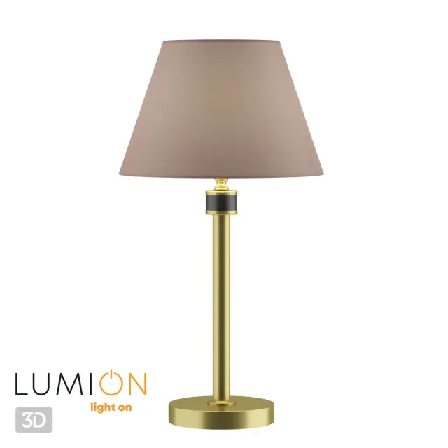 Настольная лампа Lumion в неонеоклассическом стиле с бежевым тканевым плафоном и латунным основанием, ракурс 4