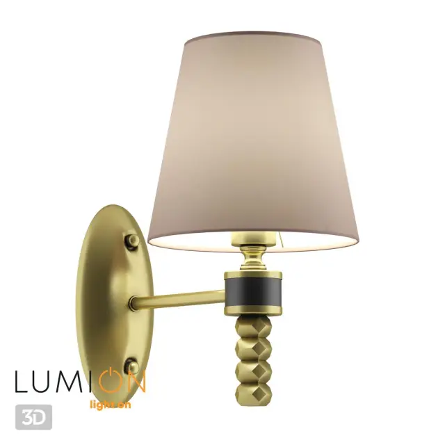 Бра Lumion в стиле Неоклассика из латуни с декоративными элементами и матовым бежевым текстильным плафоном, ракурс 4