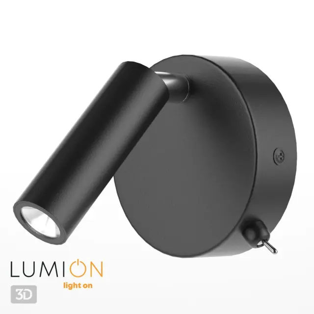 Бра Lumion матовый черный с выступающим спотом и поворотным механизмом в стиле минимализм, ракурс 3