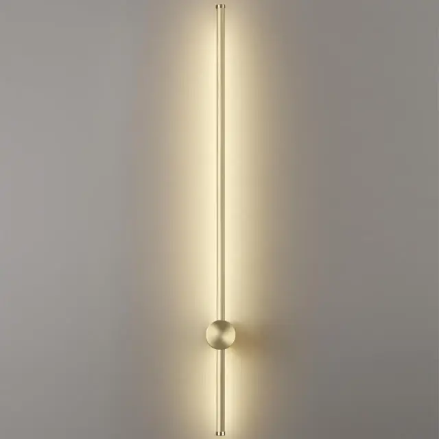 Накладное бра Lumion в стиле минимализм, вертикальная композиция с матовым золотым плафоном и корпусом, ракурс 3