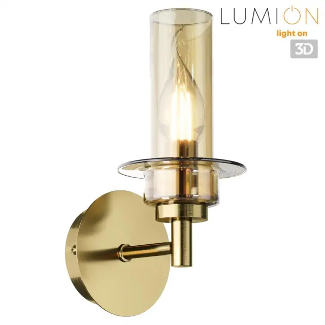 Бра Lumion из бронзы со стилизованным цилиндрическим плафоном из матового янтарного стекла, ракурс 4