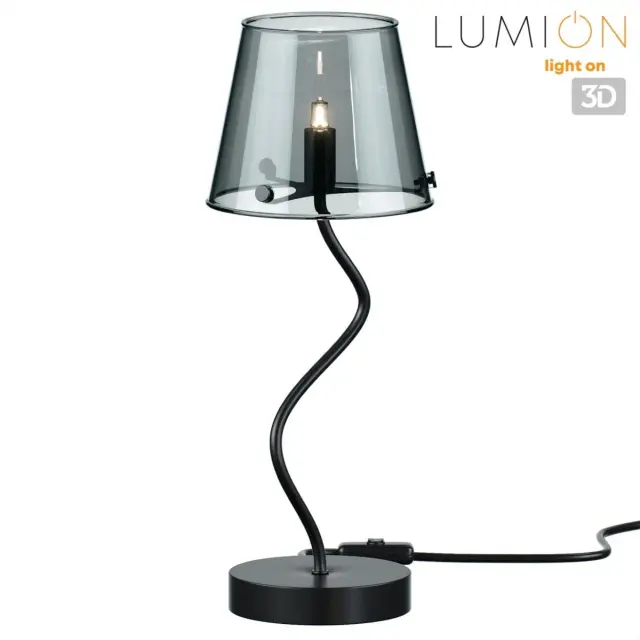 Настольная лампа Lumion, черный матовый металл и тонированный дымчатый стеклоплафон в стиле Модерн, ракурс 3