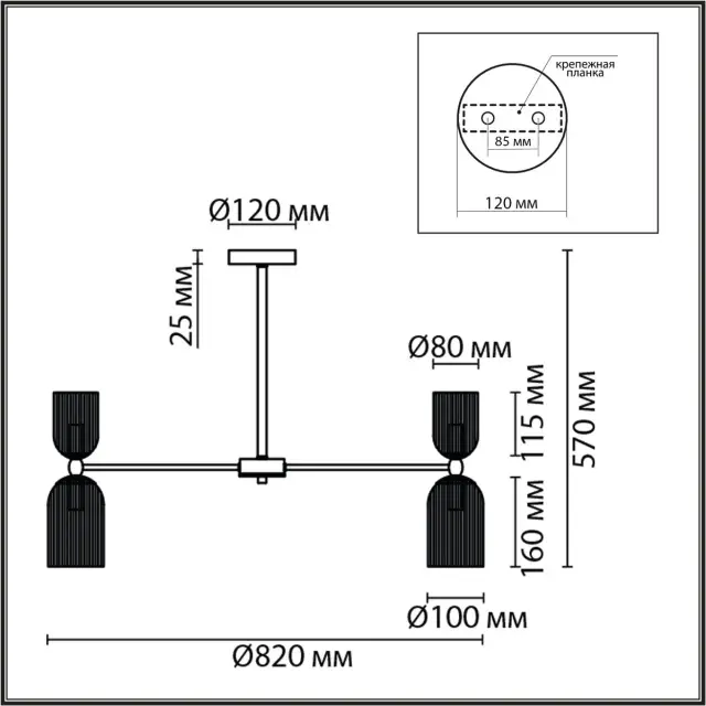 Потолочная люстра Lumion KASSIA с шестнадцатью плафонами из прозрачного рифленого стекла и глянцевым золотым, ракурс 5