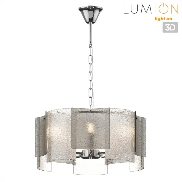 Подвесная люстра Lumion DANDY из хрома с пятью плафонами из тонированного рельефного стекла, ракурс 5