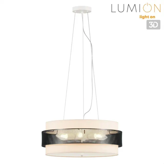 Потолочный светильник Lumion в стиле Лофт, белый корпус, текстильный плафон и декоративная черная металлическая сетка с, ракурс 4