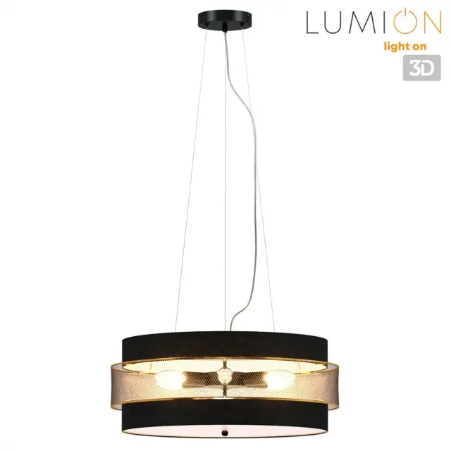 Потолочный светильник Lumion черный с декоративной золотой металлической сеткой, 5 источников света, ракурс 4
