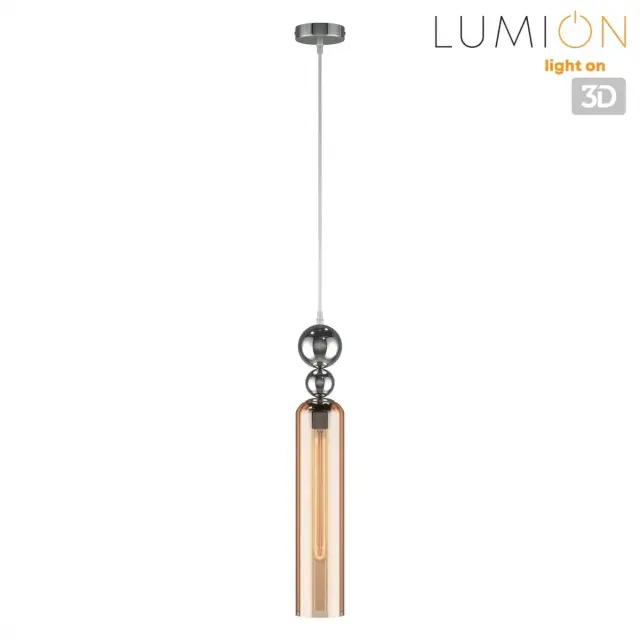 Подвесной светильник Lumion в стиле Модерн, хром и янтарь, с рельефным стеклянным плафоном, ракурс 4