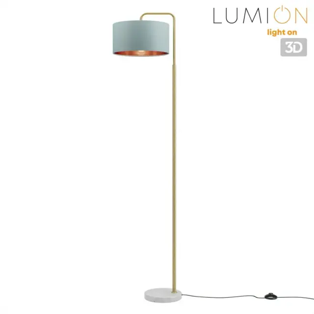 Торшер Lumion в неоклассическом стиле с зеленым бархатным плафоном, золотой арматурой и мраморным основанием, ракурс 4