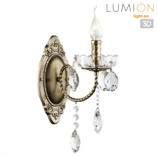 Бра Lumion из бронзы с декоративными рожками и каскадом прозрачных хрустальных подвесок в стиле Арт-деко, ракурс 5