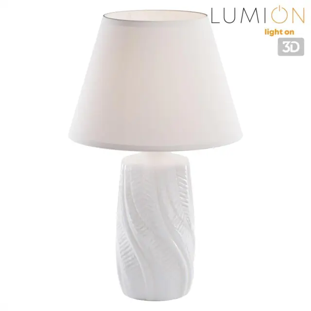 Настольная лампа Lumion SINNA, белый матовый текстильный плафон и керамическое основание в стиле Неоклассика, ракурс 4