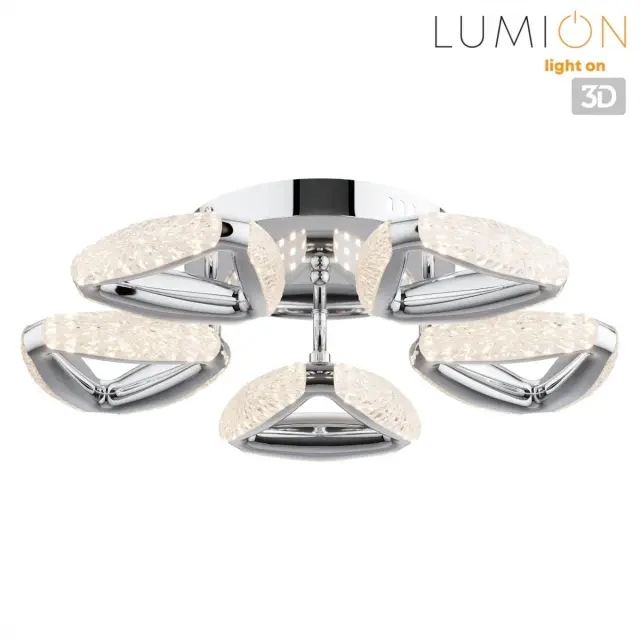 Потолочная люстра Lumion из хрома с открытыми элементами и акриловой крошкой в стиле хай-тек, ракурс 5