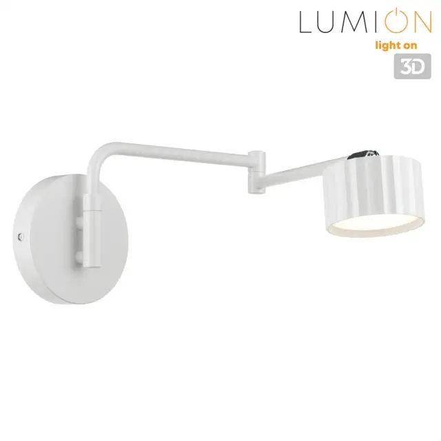 Бра минималистичного дизайна Lumion белый матовый металл с ребристыми цилиндрическими плафонами, ракурс 4