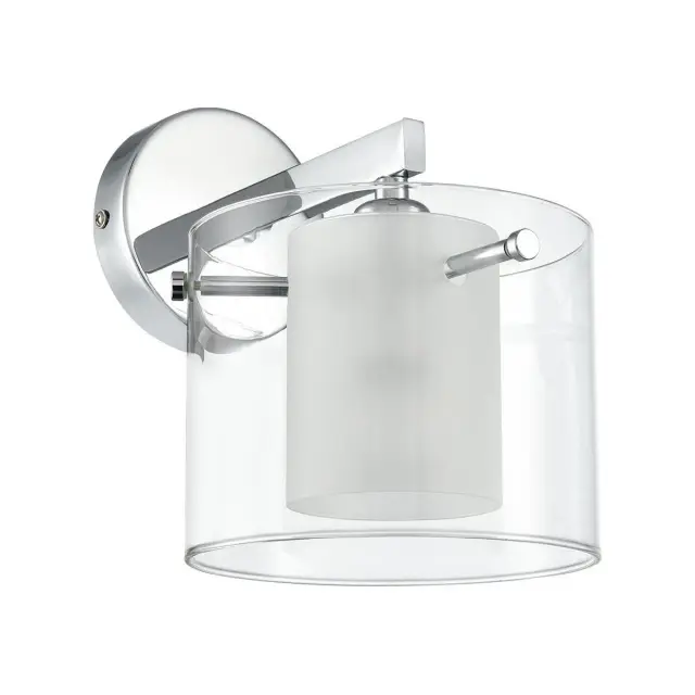 бра Lumion хром с цилиндрическим плафоном из матового и прозрачного стекла