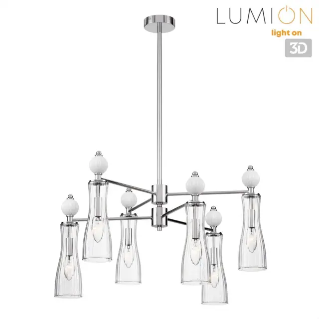 Потолочная люстра из хрома и стекла Lumion EMILY с шестью плафонами необычной формы, ракурс 4