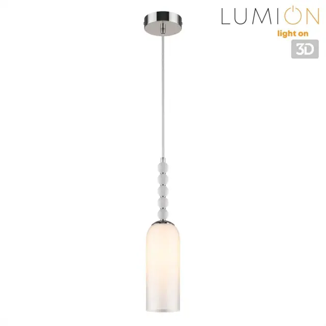 Подвесной светильник Lumion в стиле Арт-деко с белым матовым плафоном и каскадом стеклянных бусин, ракурс 5