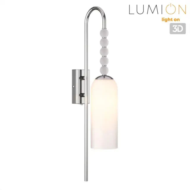 Бра Lumion в стиле Арт-деко с вертикальным силуэтом, матовым белым плафоном и декоративным элементом из стеклянных бусин, ракурс 5