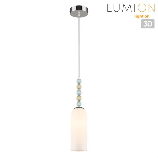 Подвесной светильник Lumion хром и белый матовый плафон с декоративными стеклянными бусинами, ракурс 5