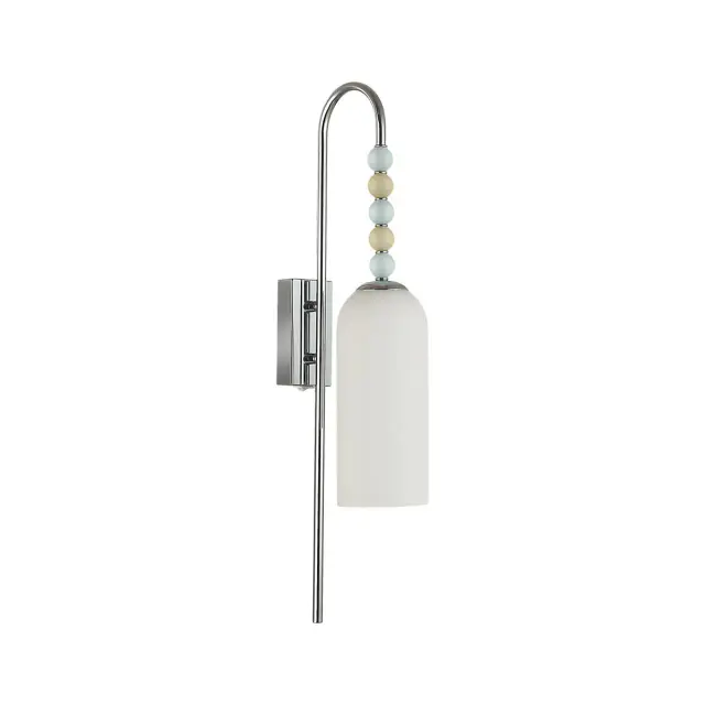 Бра Lumion в стиле Арт-деко, хром, каскад стеклянных бусин и матовый белый плафон